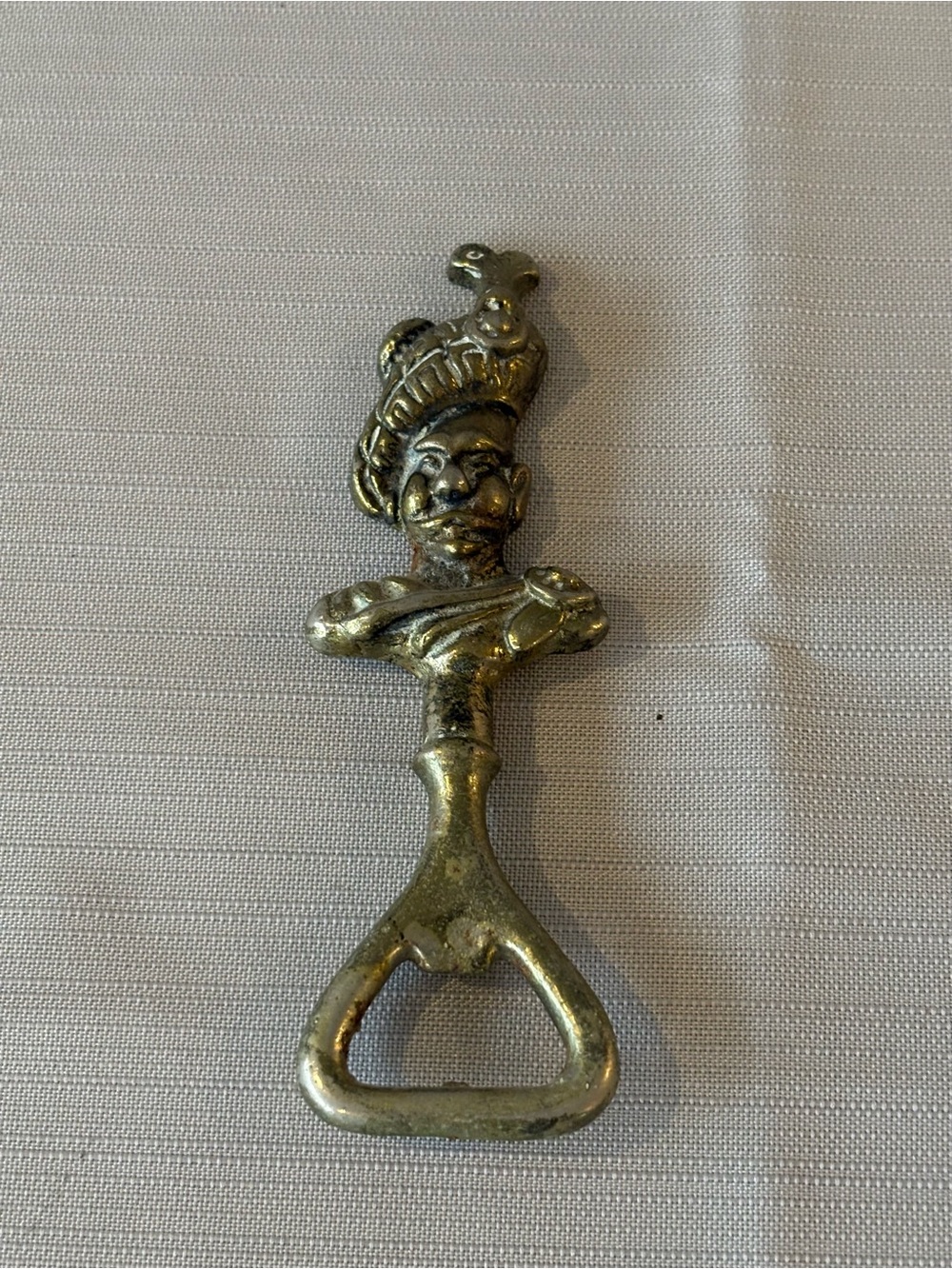 Vintage Brass Figural Bottle Opener - Decorative Man Head #M20